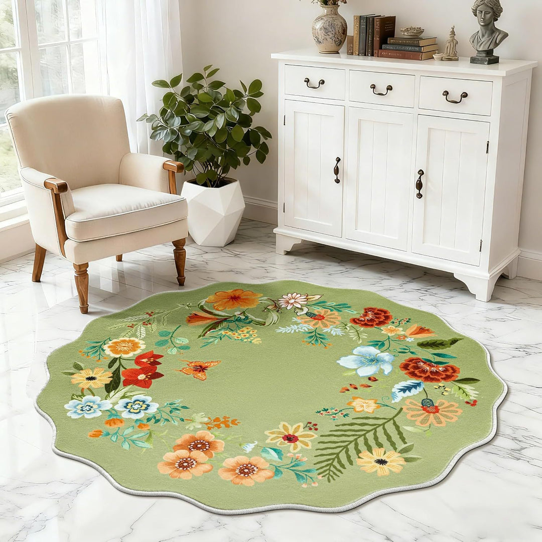 Flower print Round Rug