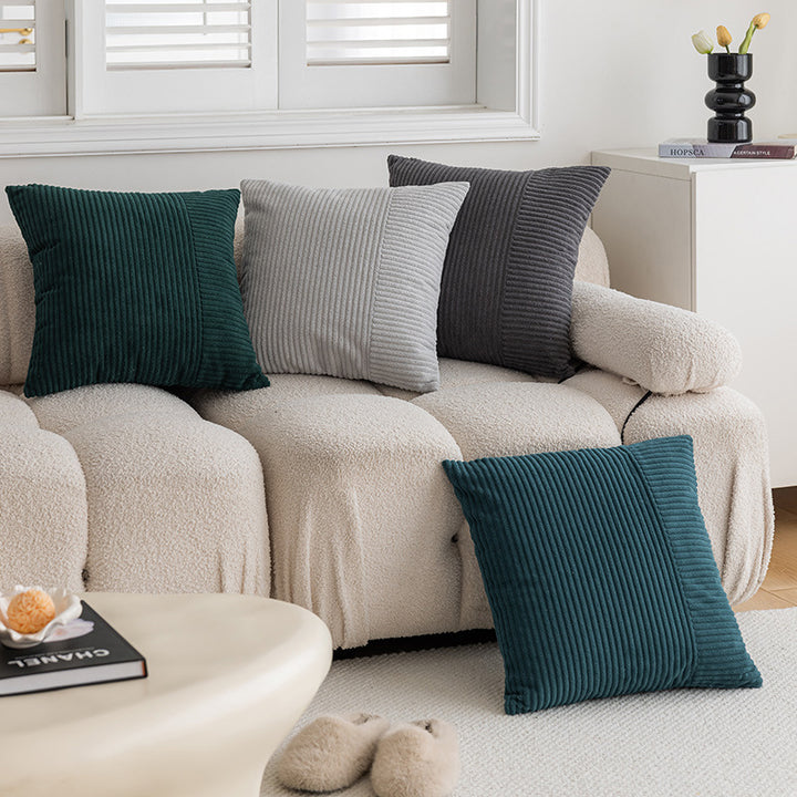 Textured Ribbed Square Decorative Throw Pillow with Removable Cover