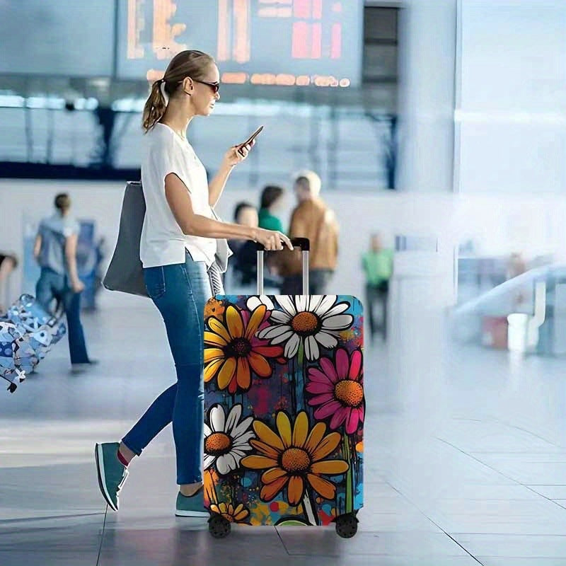 Floral-Illustrated Hard Shell Travel Suitcase Kalsten