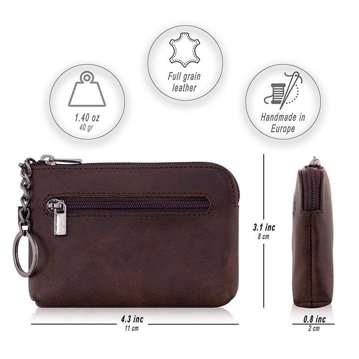 Compact Leather Zippered Cardholder Kalsten