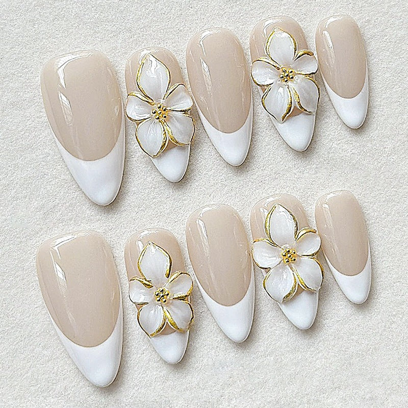 Artificial nail set with elegant flowers and glitter decorations Kalsten