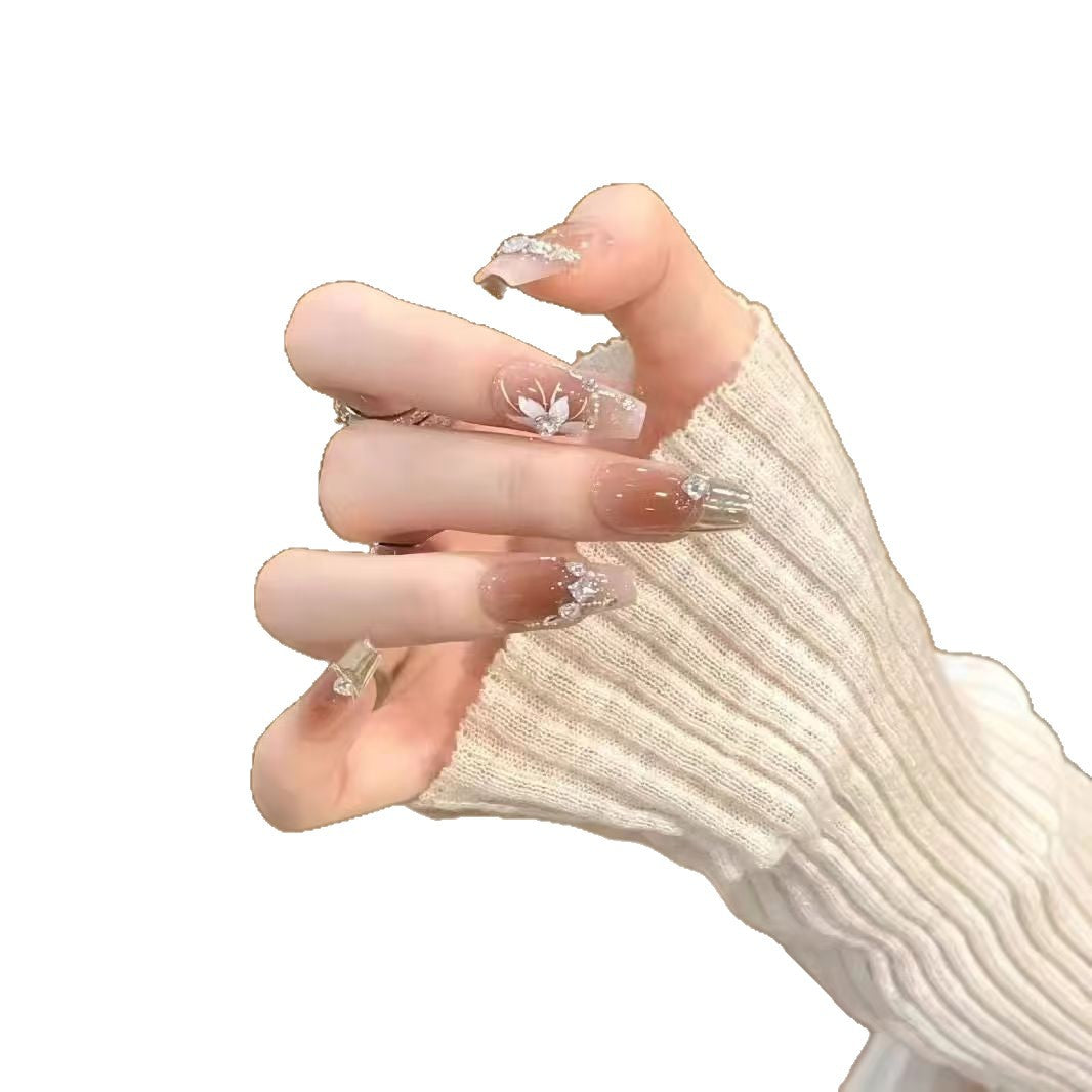 Elegant Rhinestone and Floral Press-On Nails Kalsten