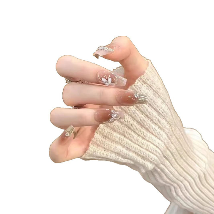 Elegant Rhinestone and Floral Press-On Nails Kalsten