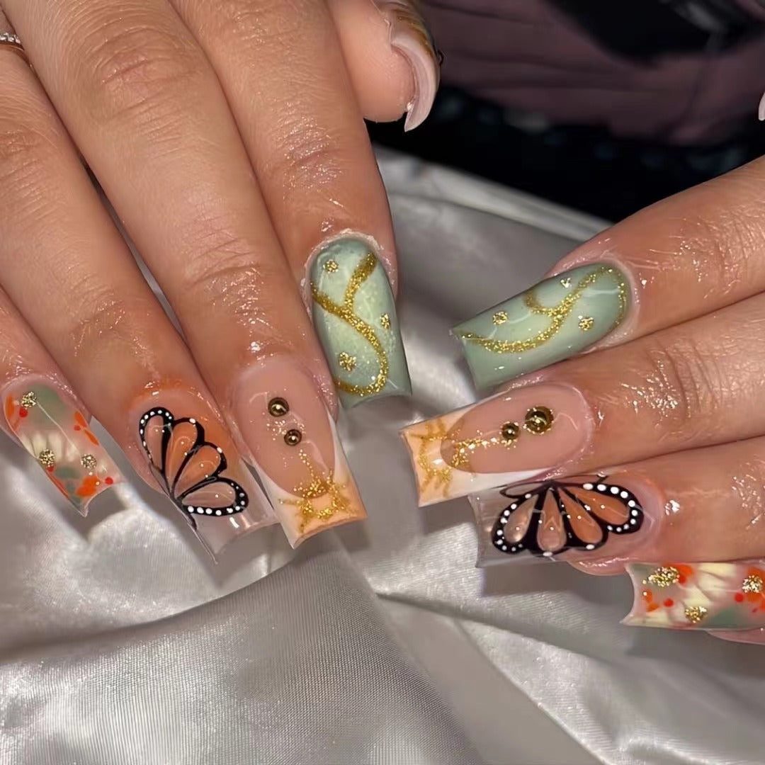 Artistic Butterfly-Themed Press-On Nail Set Kalsten