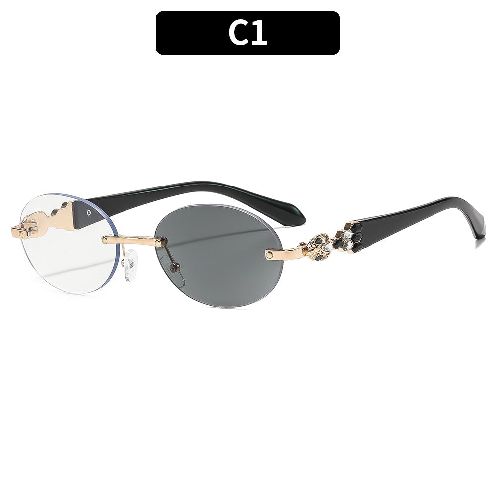Artistic Dual-Lens Oval Sunglasses