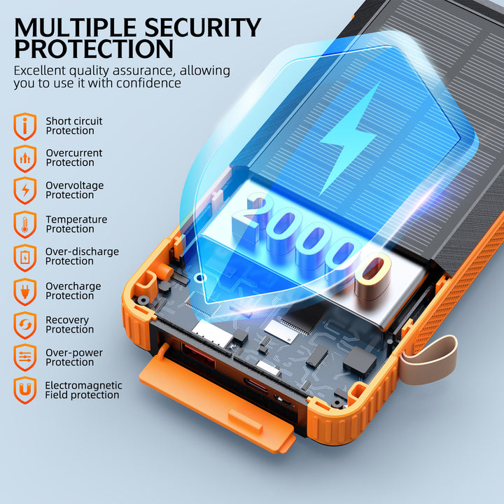 Solar Powerbank with Multifunctional LED Light and Integrated Charging Cable Kalsten