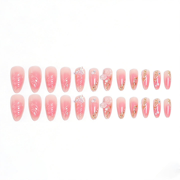 Artificial nail creation with floral 3D details and glitter accents Kalsten