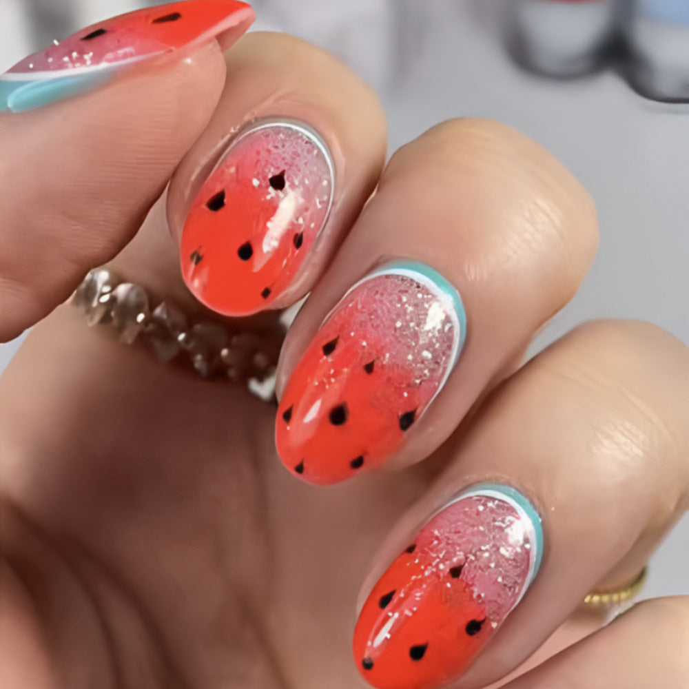Fun Watermelon-Themed Nail Art Kalsten