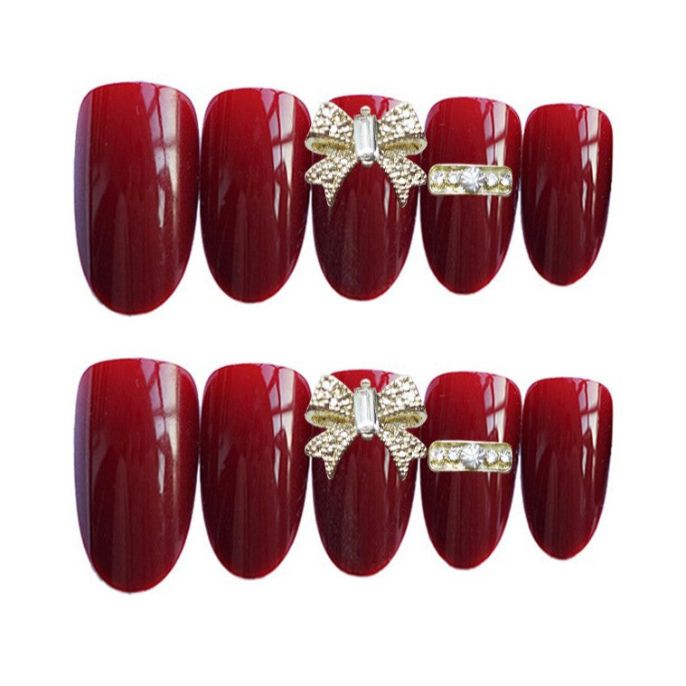 Decorative Press-On Nail Art Set with Rhinestone Accents