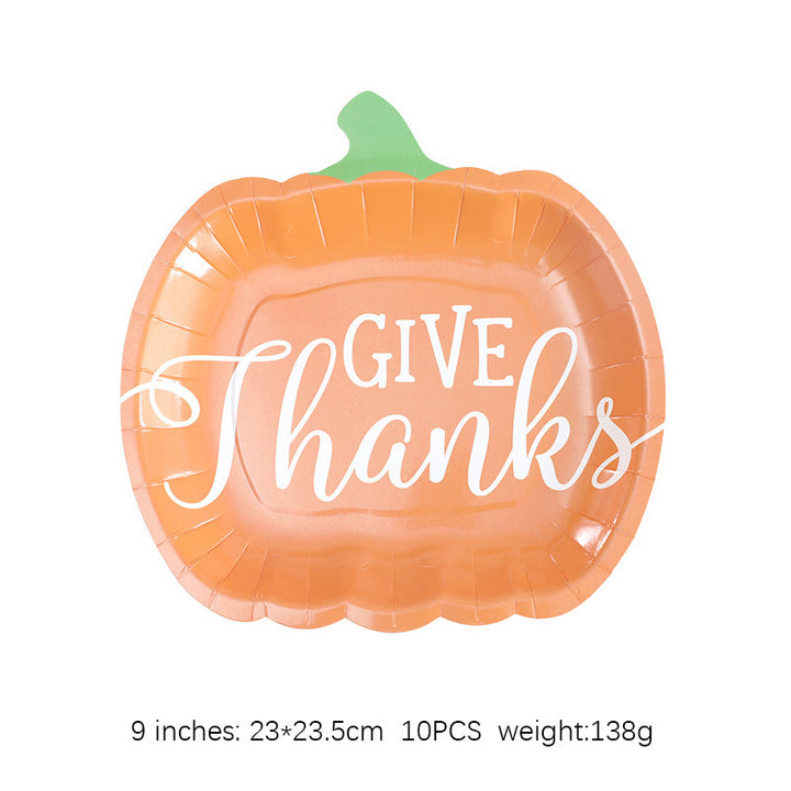 Pumpkin-shaped paper plate for Thanksgiving