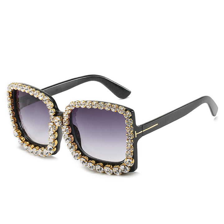 Glamorous Rhinestone-Embellished Oversized Sunglasses Kalsten