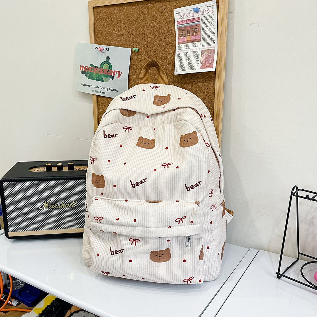 Backpack with Playful Bear Design and Practical Compartments Kalsten