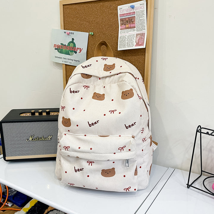 Backpack with Playful Bear Design and Practical Compartments Kalsten