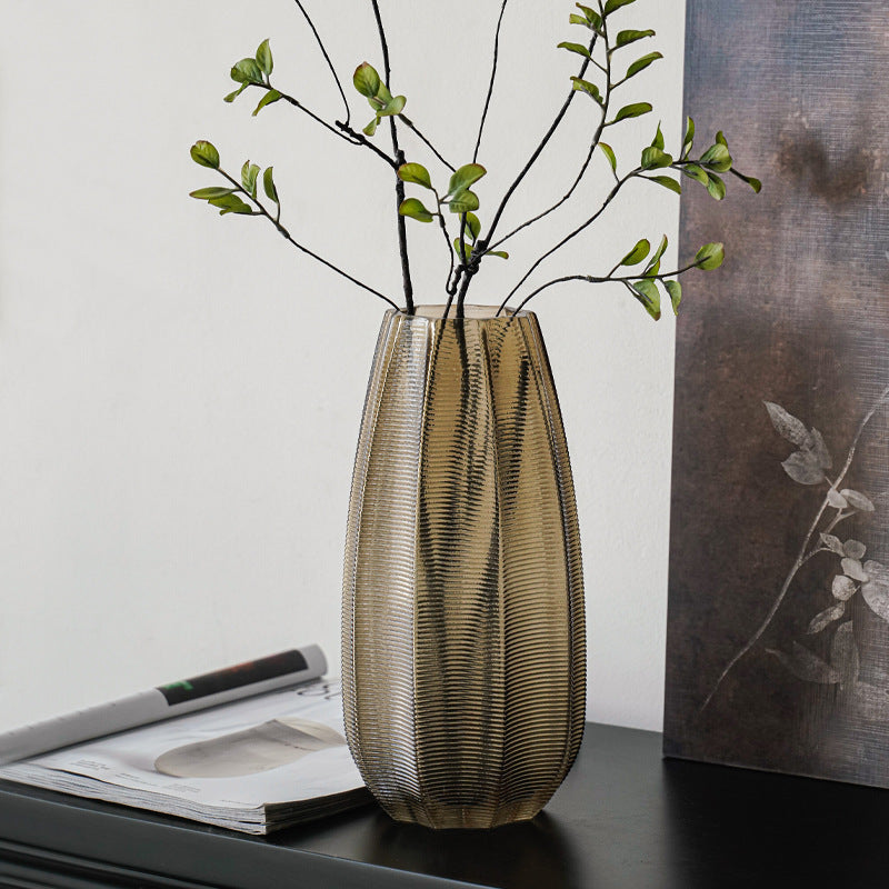 Decorative glass vase with ribbed structure Kalsten