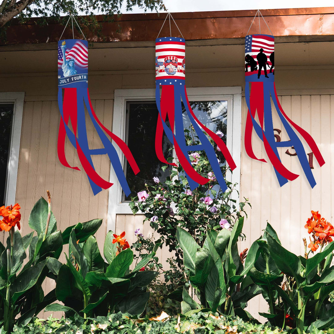Unisex nan patriotic outdoor American flag windsock and streamer patio decor set Kalsten