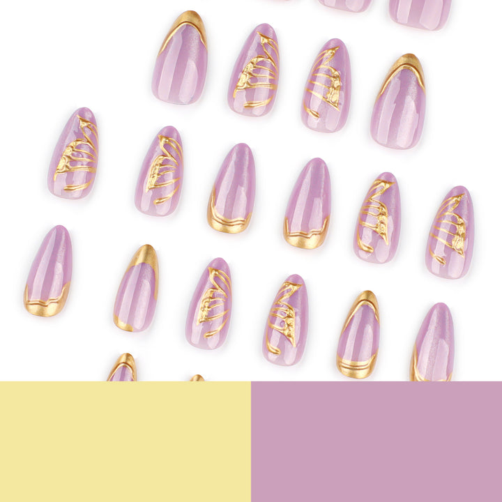 Artful Nail Extensions with Golden Accents Kalsten
