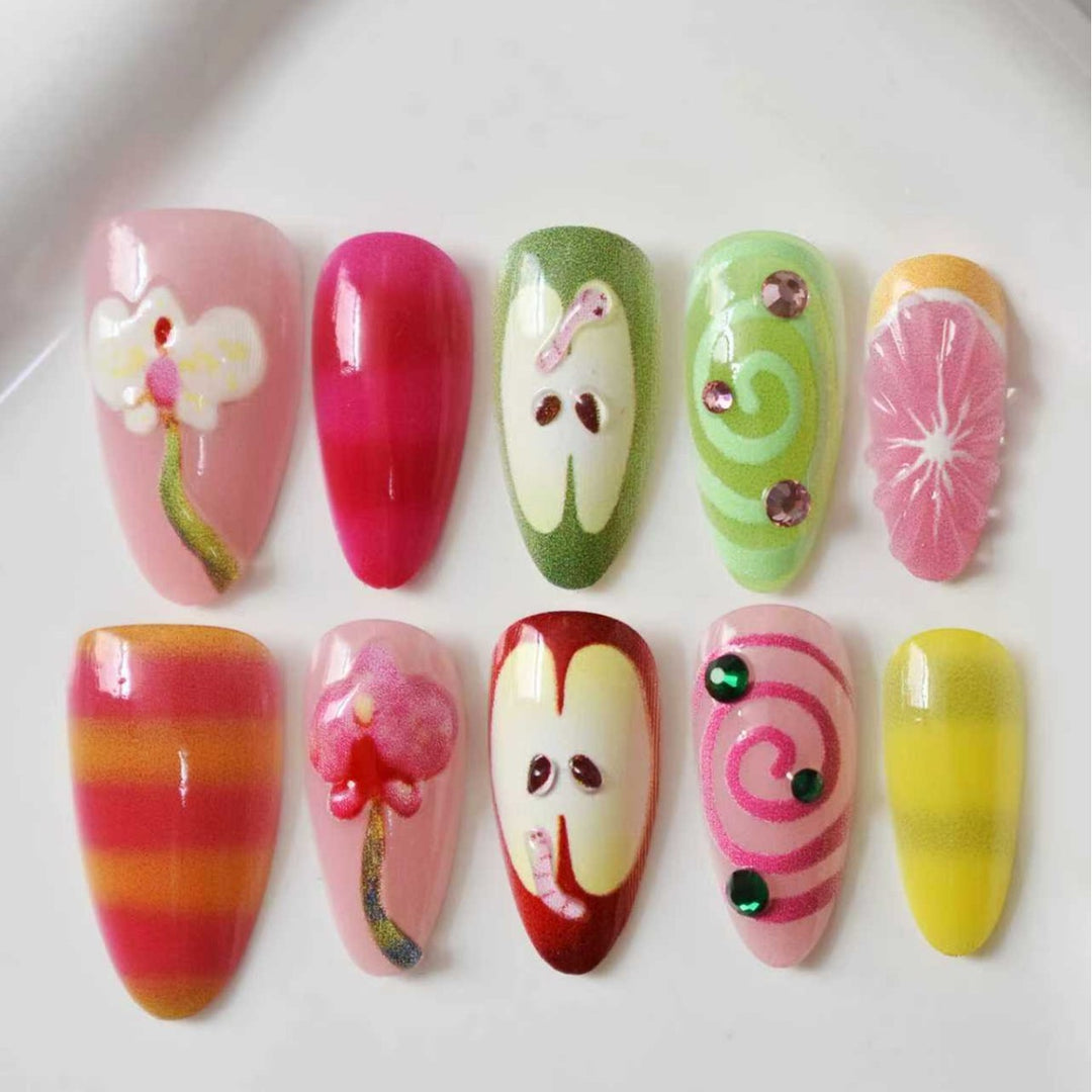 Decorative 3D Floral Press-On Nail Extensions Kalsten