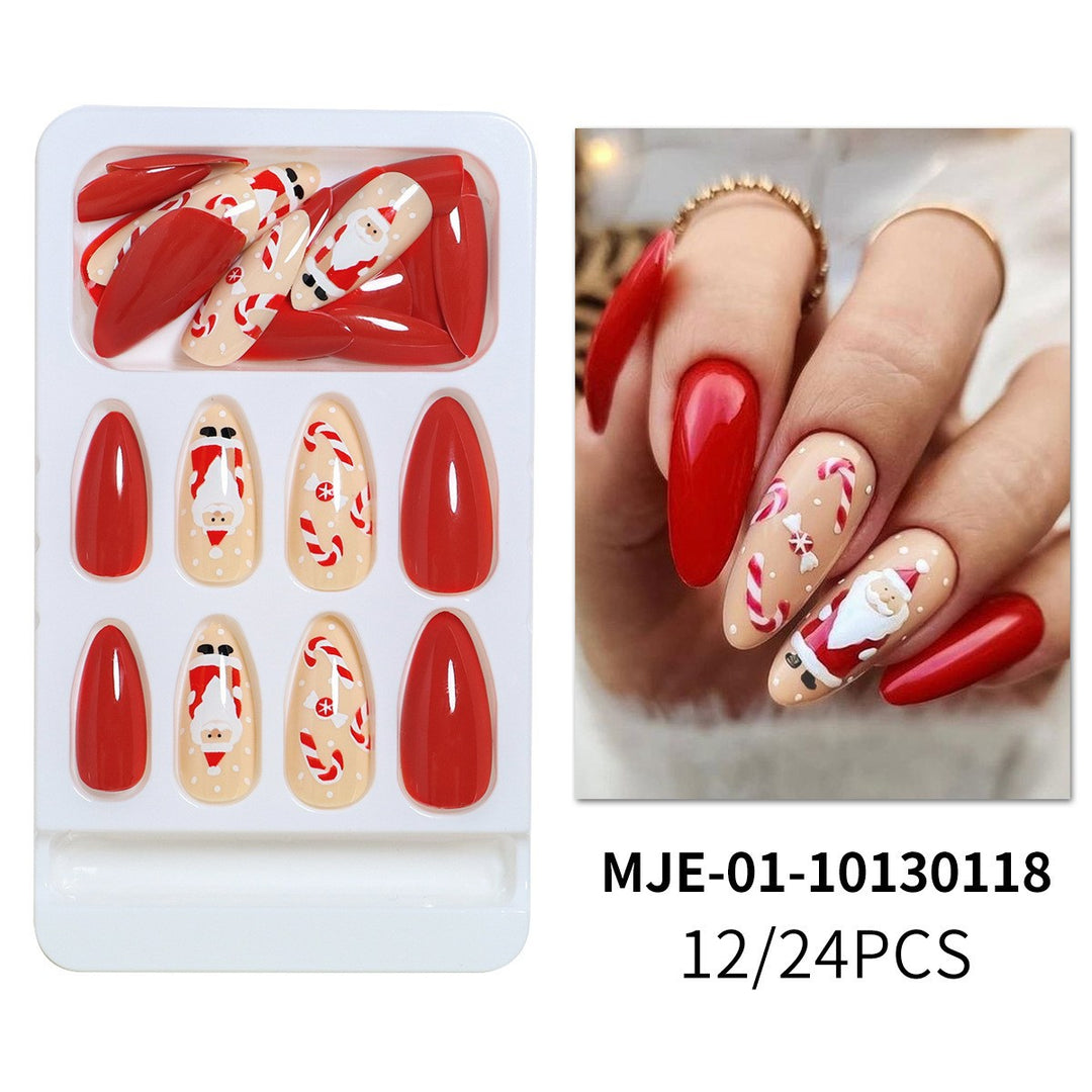 Premium Glossy Glittering Almond-Shaped Press-On Nails Kalsten