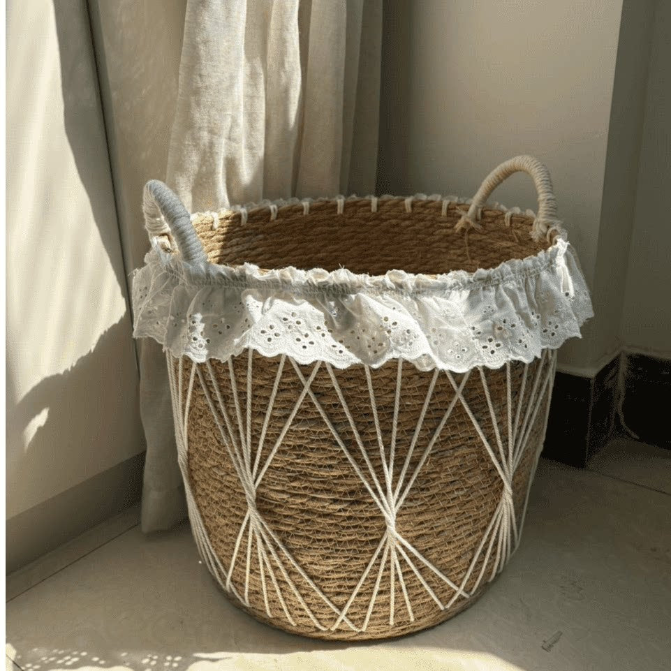 Decorative Woven Storage Basket with Ruffled Edge Kalsten