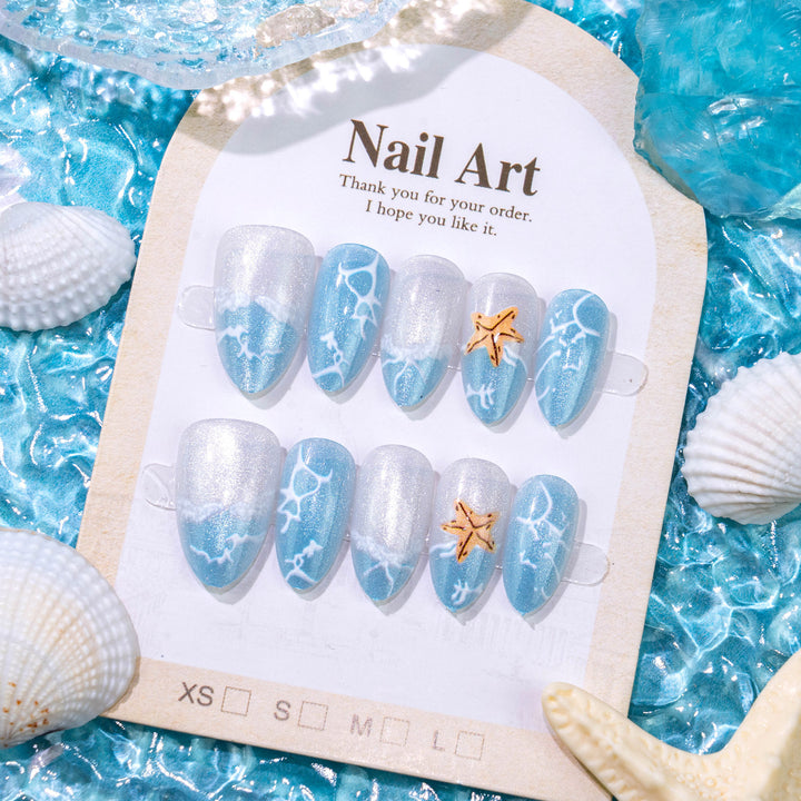 Ocean-Inspired Press-On Nail Art Set 1790738515