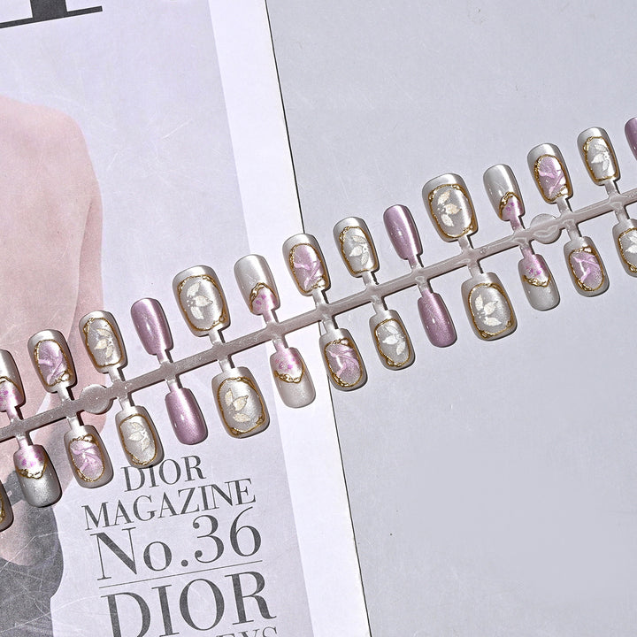 Decorative Press-On Nail Set with Floral Accents Kalsten