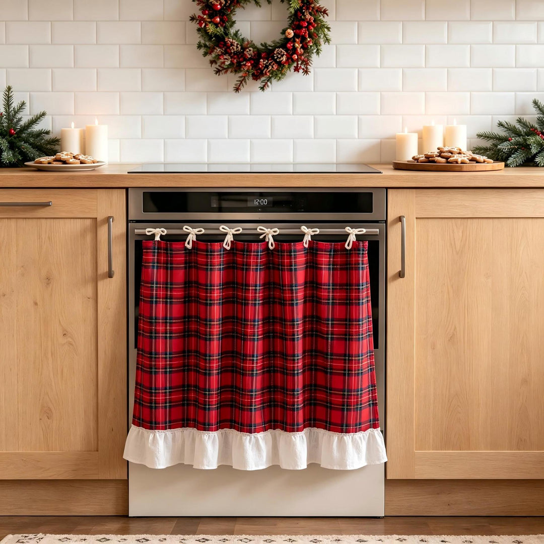Apron with casual check pattern