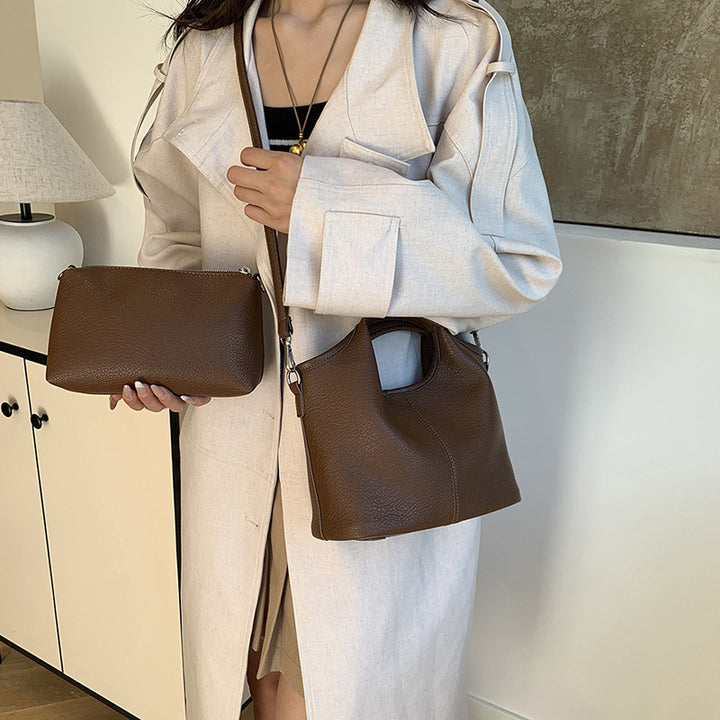 Versatile Leather Tote with Detachable Pouch