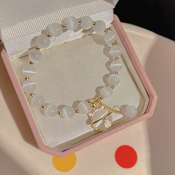 Charm Beaded Bracelet with Cat Pendant Kalsten