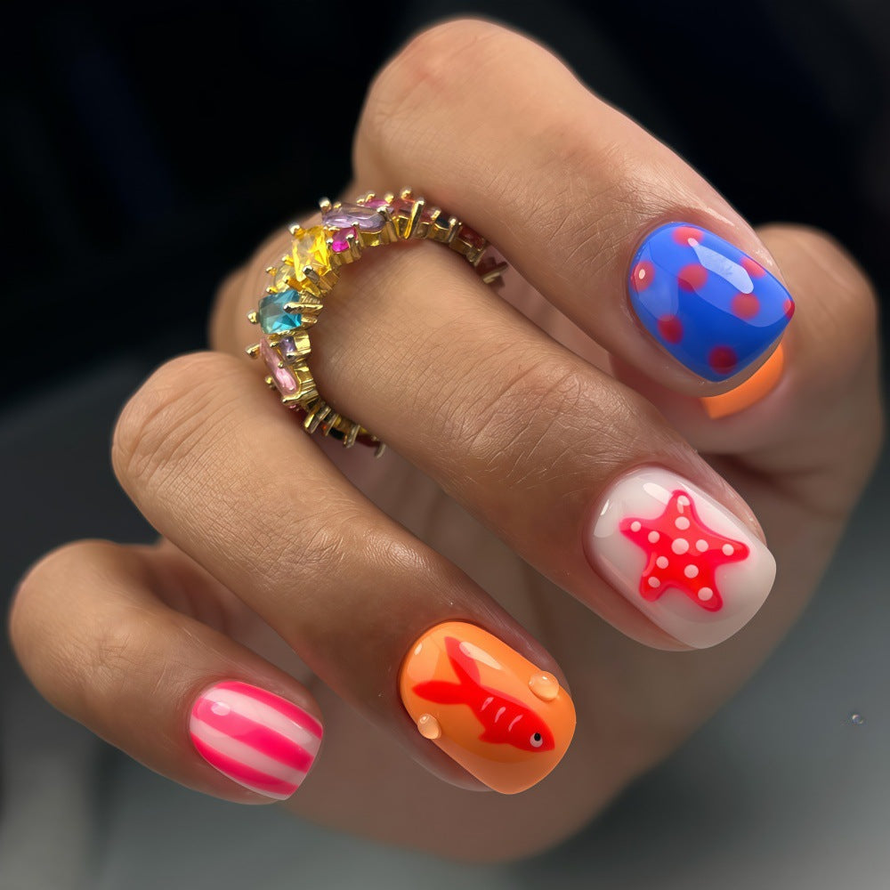 Artificial Nail Set with Maritime Motifs Kalsten