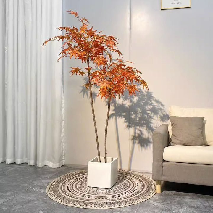Lifelike Artificial Maple Tree with Decorative Basket