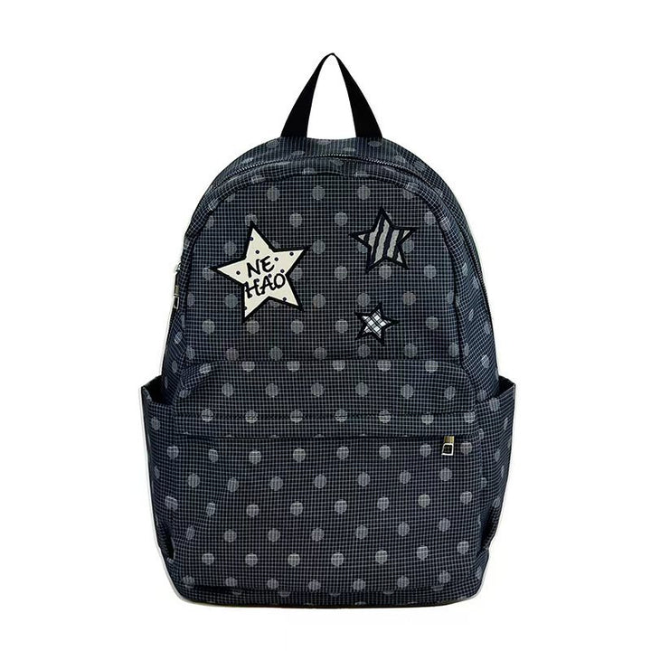 Backpack with Modern Check Pattern and Creative Star Applications Kalsten
