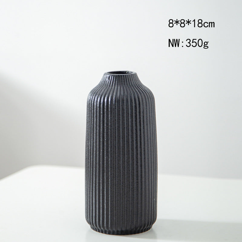 Elegant Ribbed Ceramic Decorative Vase Kalsten