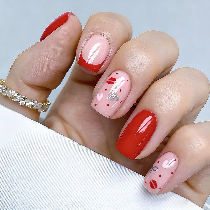 Decorative Love-Themed Press-On Nails Kalsten