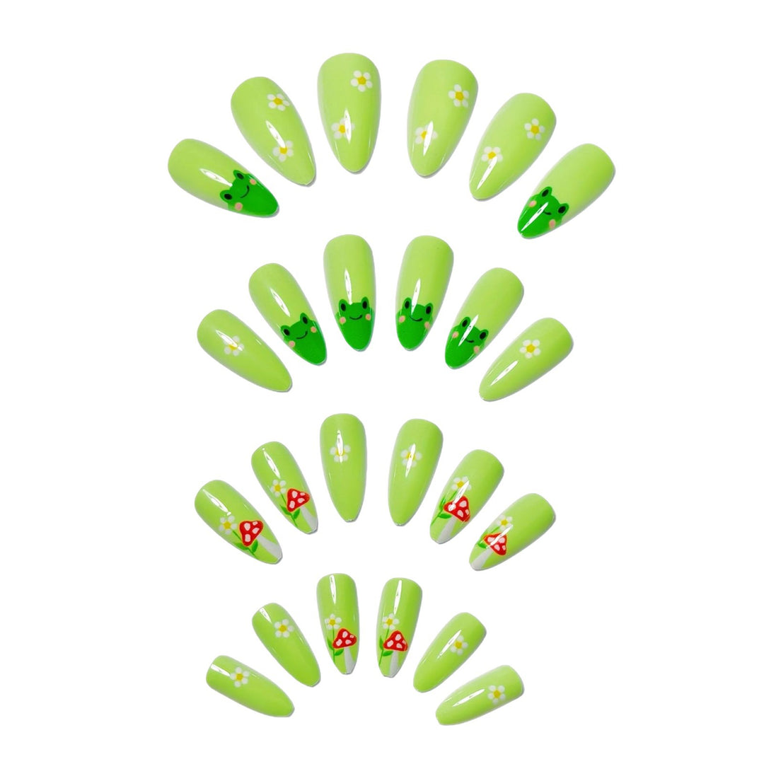 Artificial nails with cute frog and flower design Kalsten