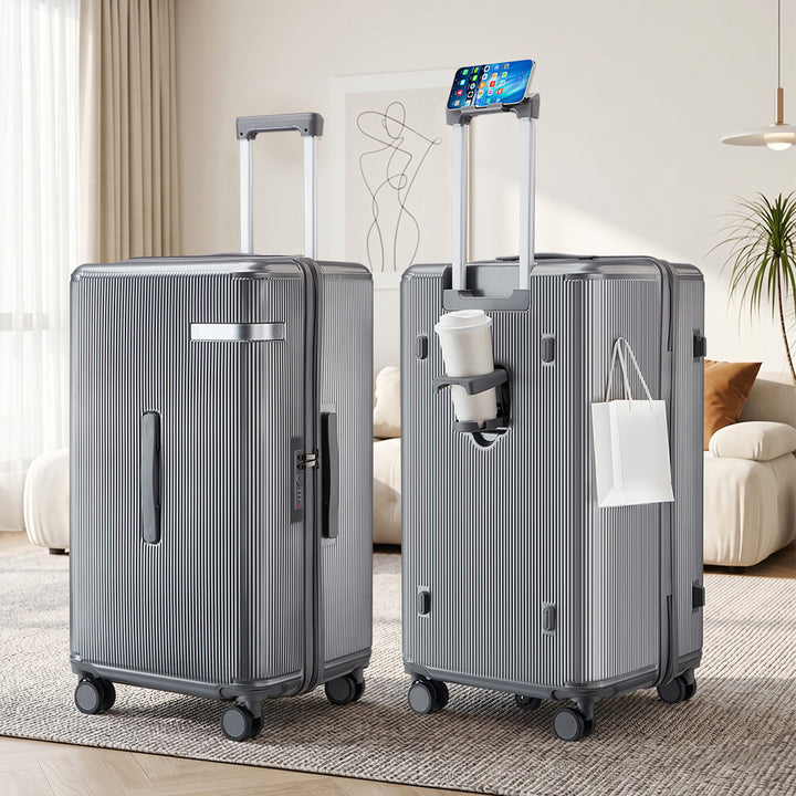 Ridged Hard Shell Rolling Carry-On Suitcase