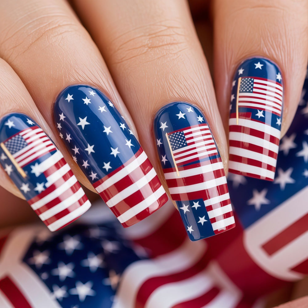 Artificial nails with patriotic flag motif Kalsten