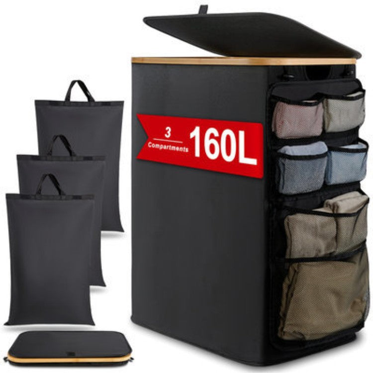 Multifunctional laundry storage box with bamboo lid Kalsten