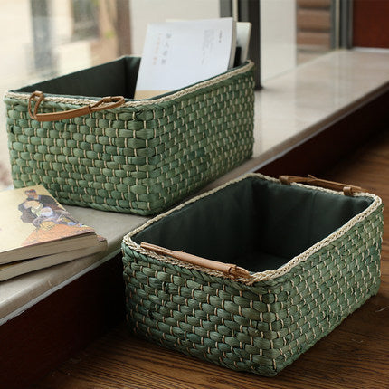 Handcrafted organizer basket with two handles Kalsten