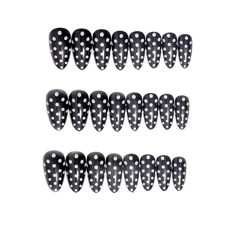 Artistic Almond-Shaped Press-On Nail Set with Polka Dot Design Kalsten