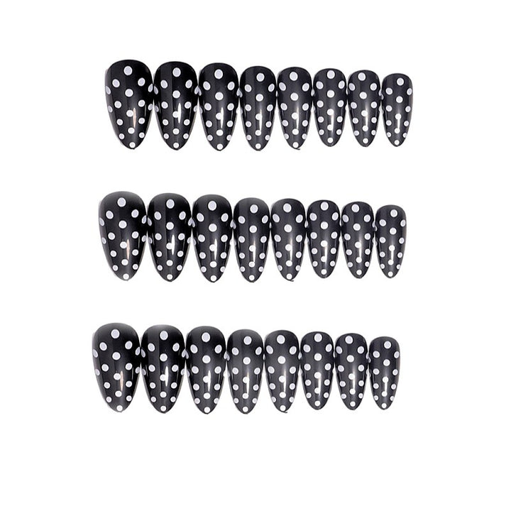 Artistic Almond-Shaped Press-On Nail Set with Polka Dot Design Kalsten