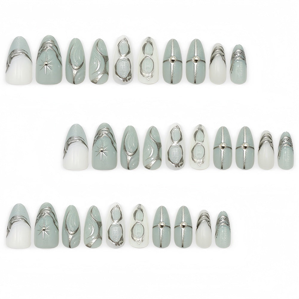 Elegant Artificial Nails with Artistic Accents Kalsten