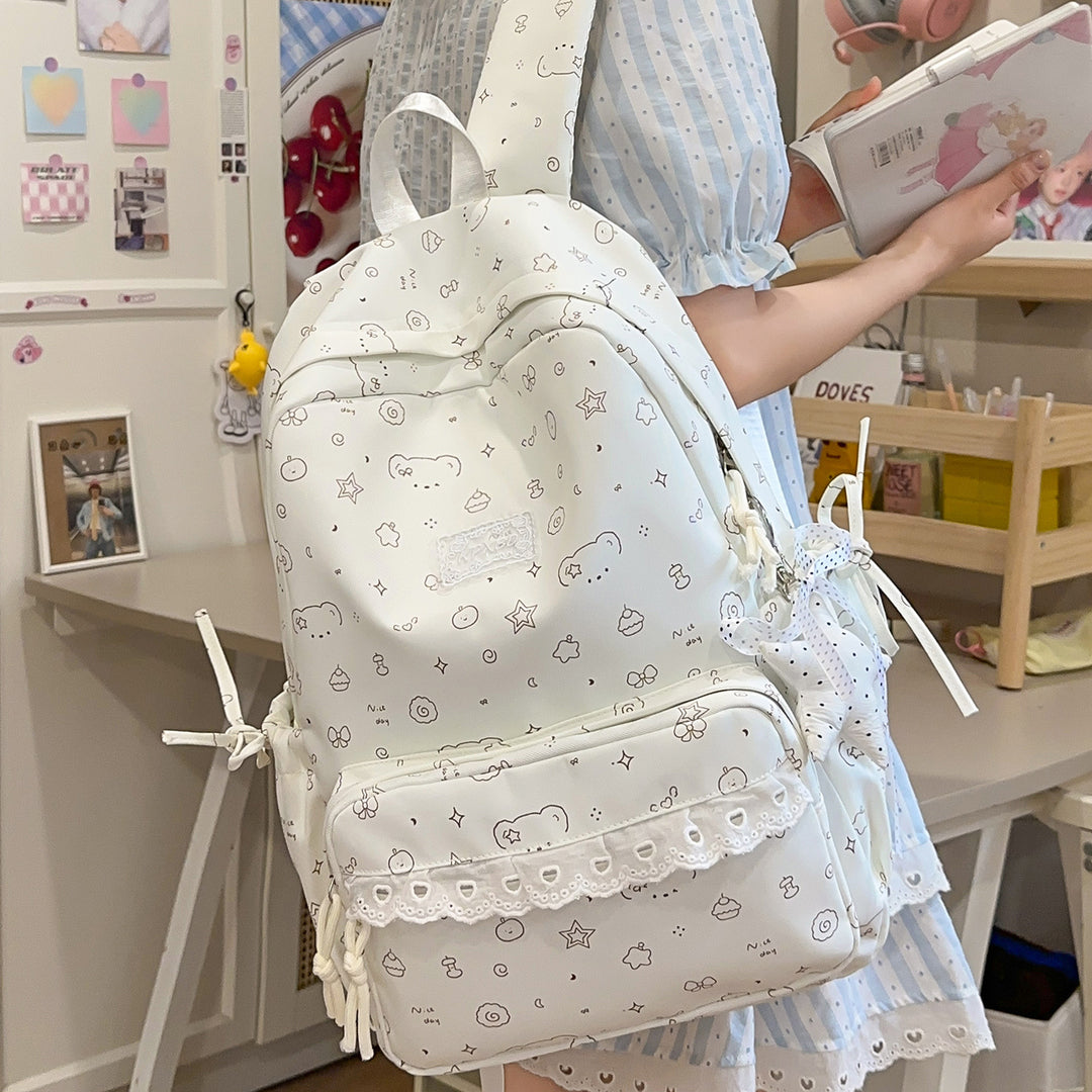 Playful Cartoon Patterned School Backpack Kalsten