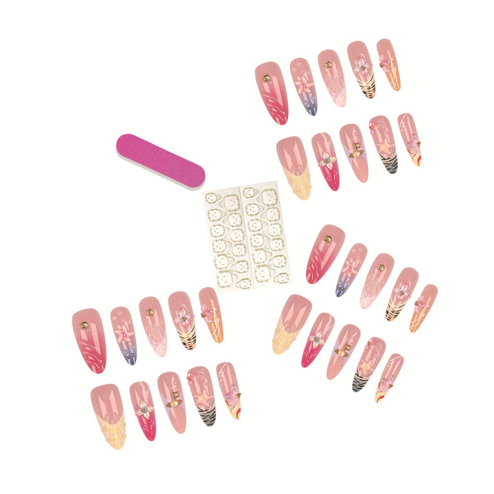 Artistic Floral Press-On Nail Set
