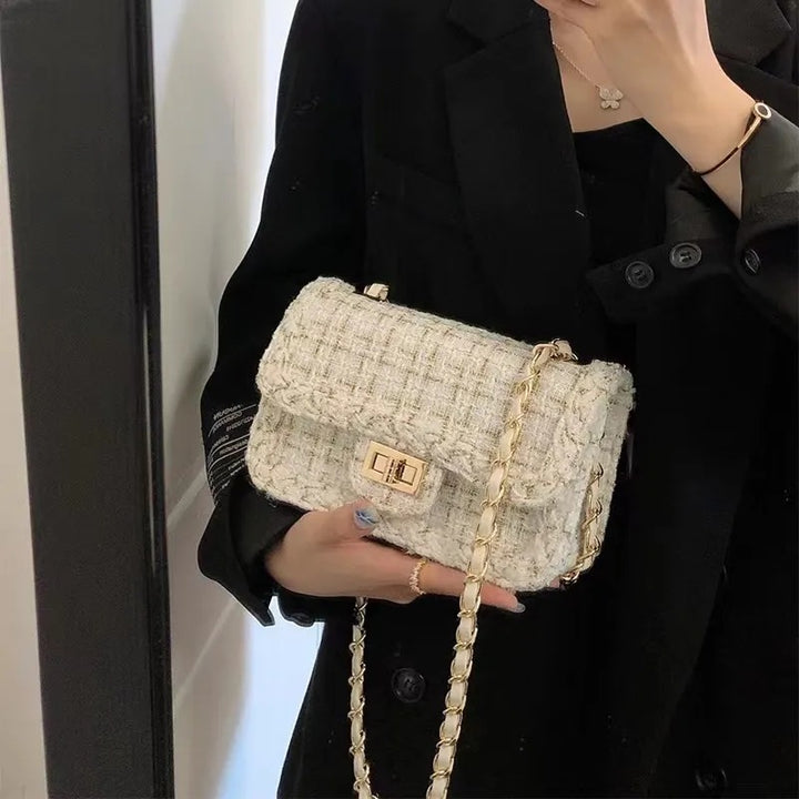 Textured Chain-Detail Crossbody Bag Kalsten