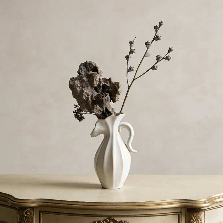 Handmade ceramic rough edge decorative jug vase