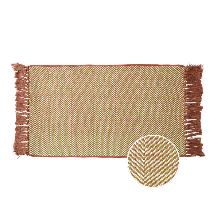Woven table runner with dense herringbone jacquard and fringes Kalsten