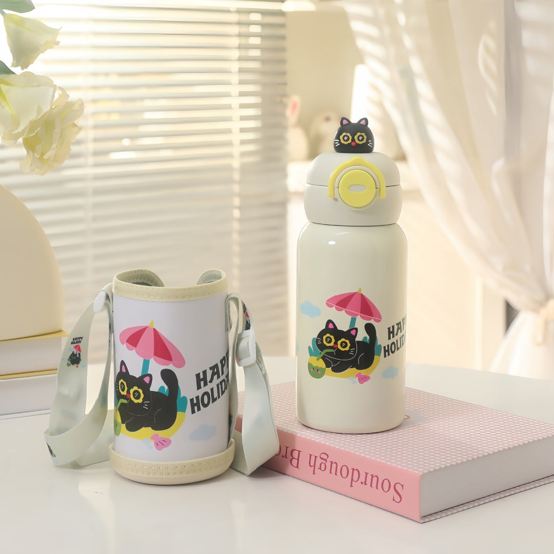 Women’s insulated bottle with cute cat design Kalsten