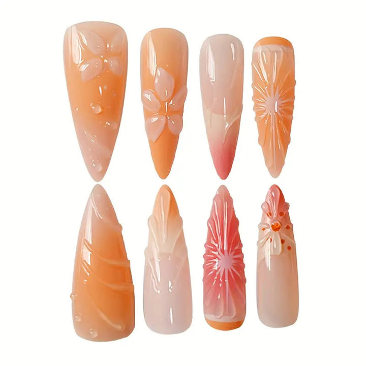 Artistic 3D Floral Press-On Nail Art Kalsten