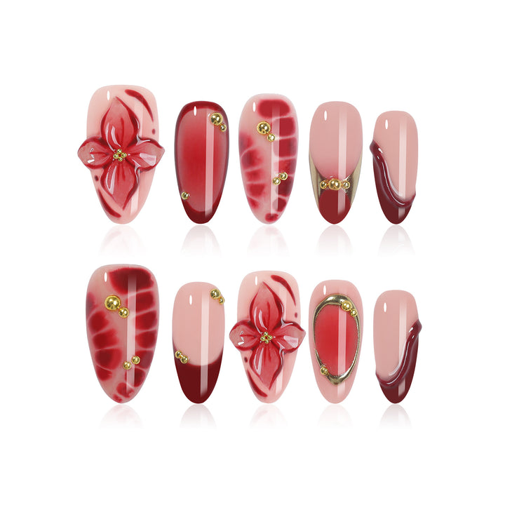 Nail art set with floral and luxurious accents Kalsten