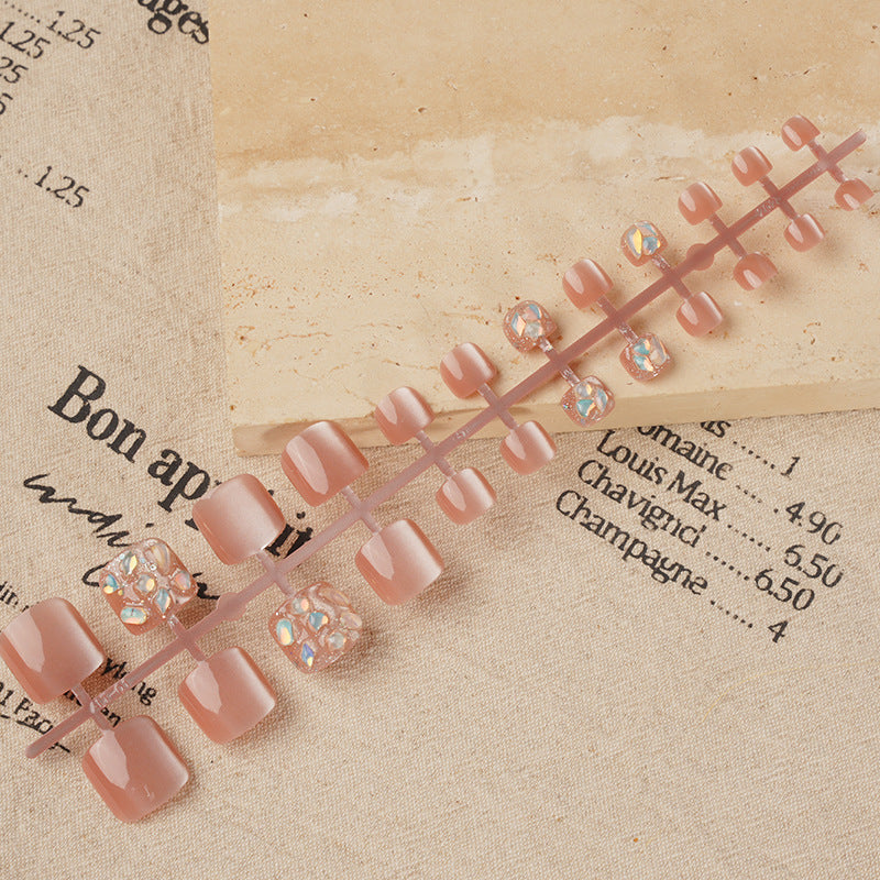 Elegant Press-On Nail Art Set with Gem Accents